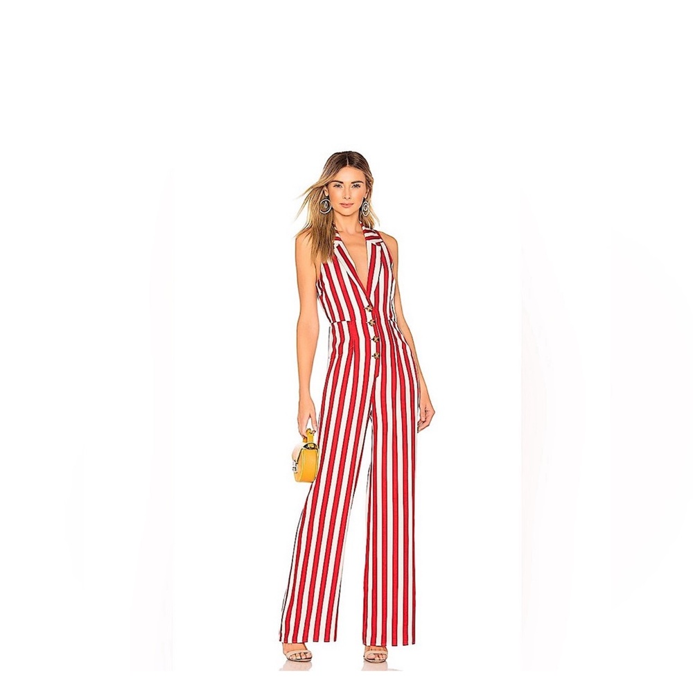 House of Harlow 1960 X REVOLVE Marjorie Jumpsuit in Red & White Stripe New